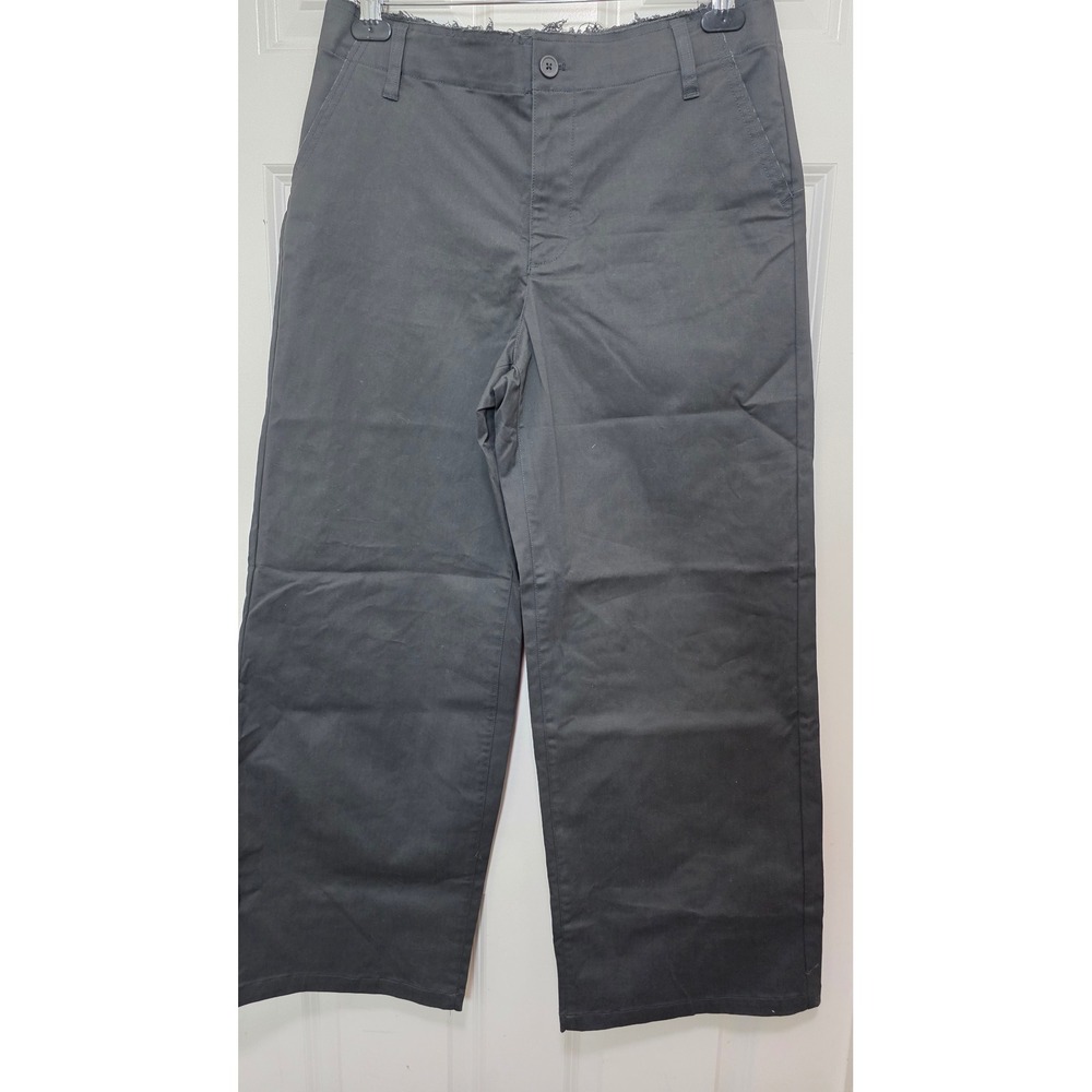 Wild Fable Wide Leg Pants Womens Medium Gray Raw Hem High Rise Trousers